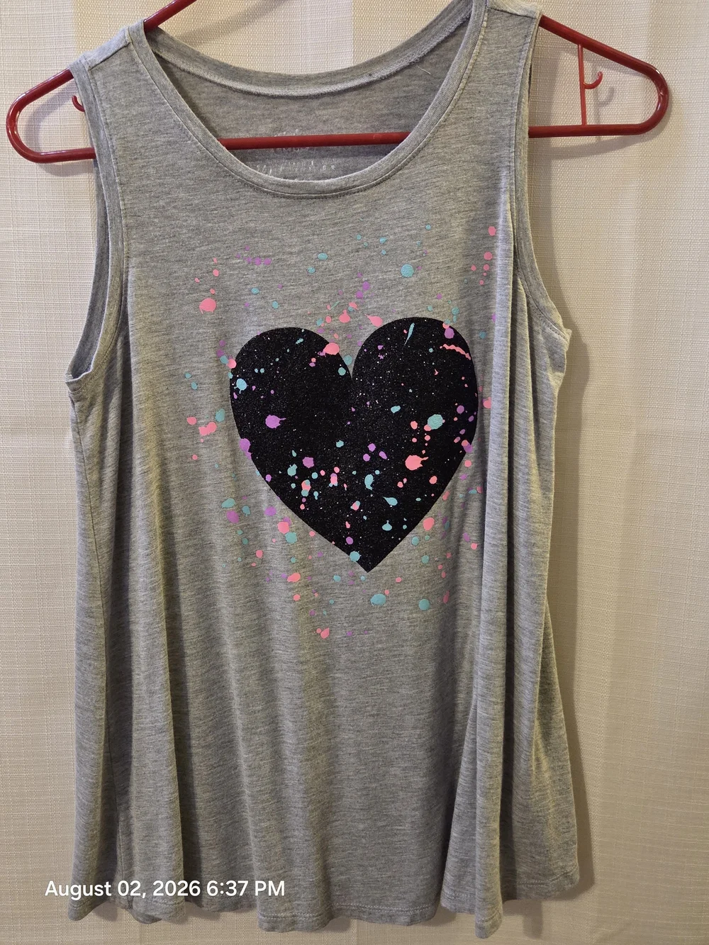Justice Heather Gray Graphic Tank with White Logo